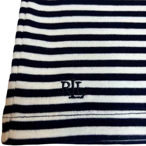 Lauren Ralph Lauren Women’s Top Blue and White Striped Small Preppy Nautical - Picture 5 of 8